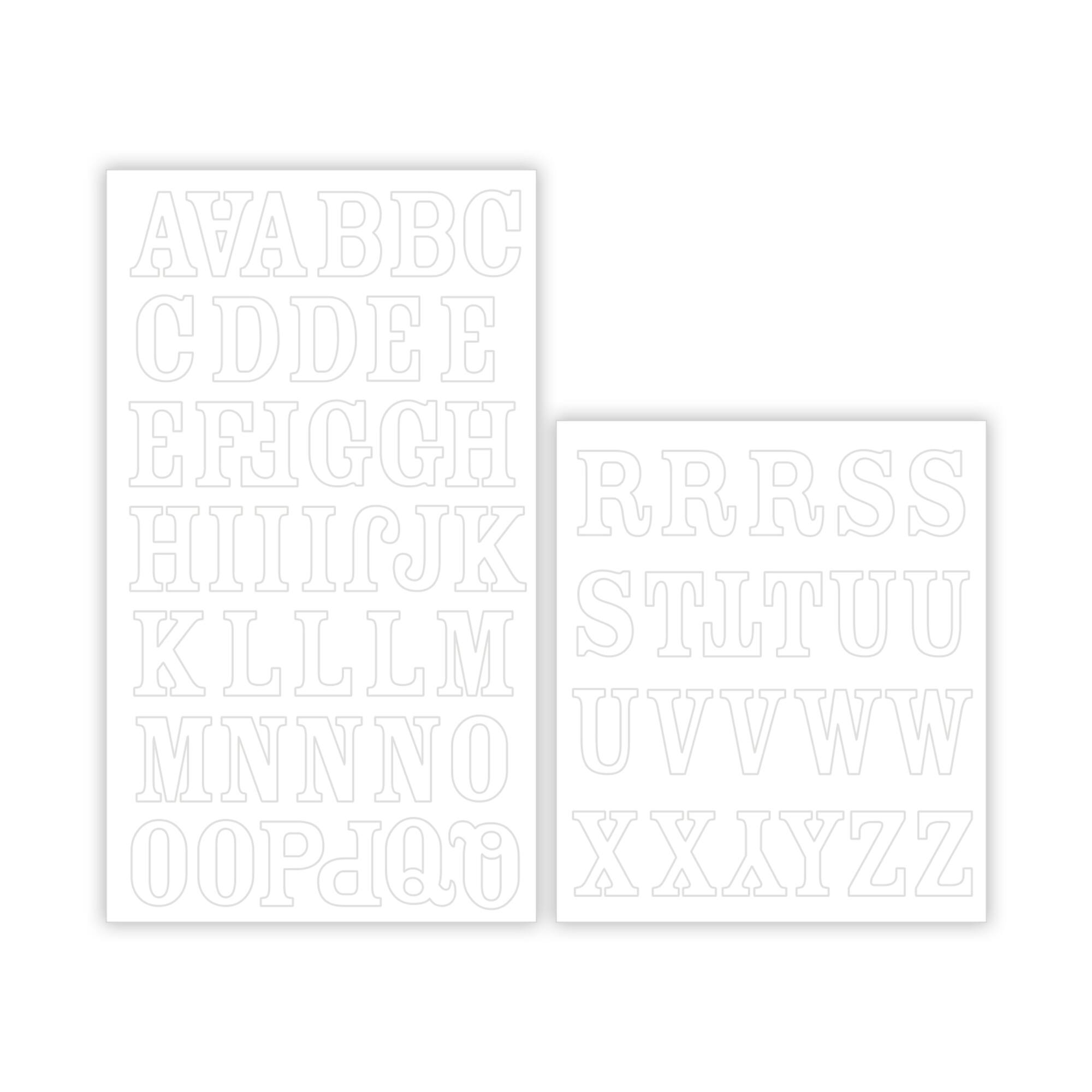 12 Packs: 62 ct. (744 total) Iron-On White Serif Alphabet by Make Market®
